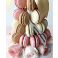 Pink & Rose Gold Macaron with Pink Roses Tower (Small)